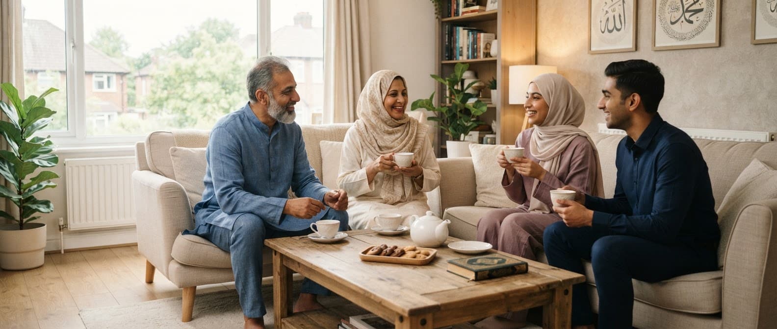Family sharing a warm gathering at home